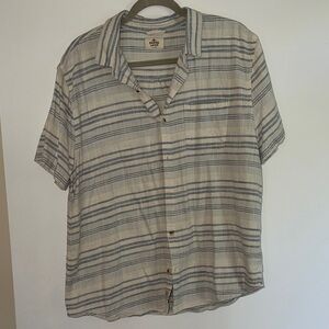 Marine Layer Beige and Blue Striped Casual Shirt